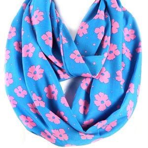 BEAUTIFUL Blue and Pink Floral Infinity Scarf